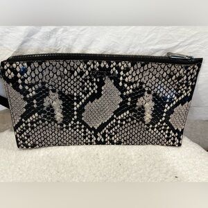 Furla Black & Cream Snakeskin Wristlet
